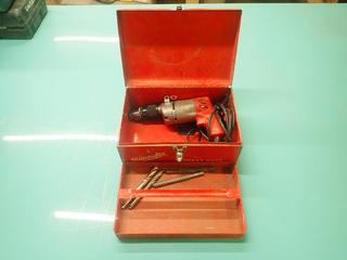 Milwaukee 120V 3/8in Hammer Drill C/w Case And Drill Bits