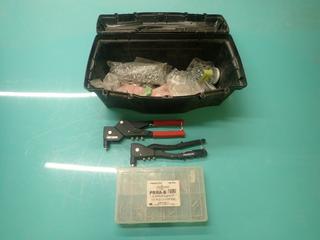 20in X 6in X 9in Toolbox C/w Rivets, Screws And (1) Mastercraft And (1) Craftsman Rivet Guns