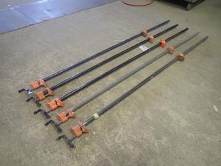 Qty Of (5) Pony Model 5003 Pipe Bar Clamps w/ (5) 6ft Bars