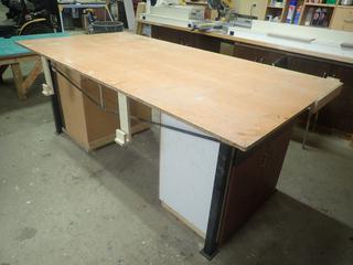 8ft X 4ft X 38in Work Bench w/ Storage Cabinets 