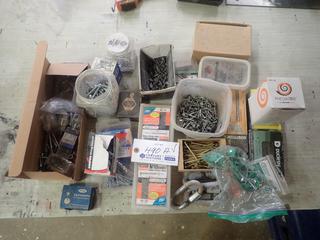 Qty Of Finishing Nails, Felt Nails, Heavy Duty Drywall Anchors, Machine Screws, Concrete Nails And Misc Supplies