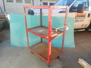 3ft X 2ft X 58in 3-Tier Portable Shop Cart *Note: Bent Handle*
