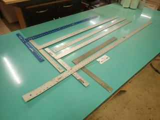 Qty Of (3) Drywall T-Squares, (2) Rulers And (1) Square