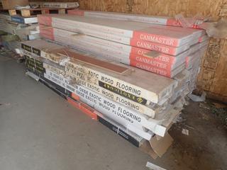 Qty Of Approx. (16) Boxes Of 18mm X 120mm X R/Lmm Wide Plank Cinnamon Maple And 3/4in X 2 3/4in X R/Lmm Exotic Rosewood Laminate Flooring *Note: Canmaster Flooring Not Included*