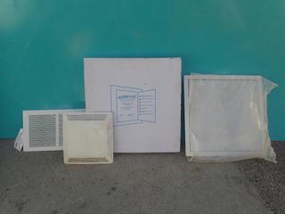 (2) Mifab Steel Access Doors C/w 20 1/8in X 20 1/8in X 1 1/2in Vent Cover And Wall Vent Cover
