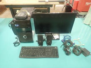 LG Model 22M37D-B Monitor C/w Speakers, Cords, Tower And Logitech Keyboard *Note: No Hardware*