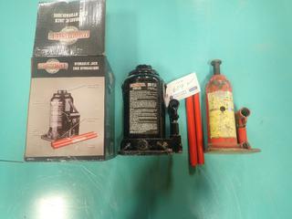 (1) Unused Motomaster 20-Ton Hydraulic Bottle Jack And (1) Unknown Hydraulic Bottle Jack