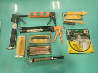 Richard 9in Round Pole Sander C/w Caulking Guns Hand Sander And Misc Supplies