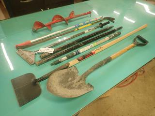 Floor Scraper, Ice Auger Bit, Adjustable Extension Pole, Extensions, Shovel, Ice Chipper And Pry Bar