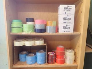 Qty Of Blue Cloth Zipper Tape, Painters Tape, Polypropylene Sheathing Tape And Assorted Tapes