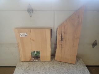 (1) 22 1/2in X 2in X 22in And (1) 14 1/2in X 2in X 2ft Pieces Of Live Edge Wood