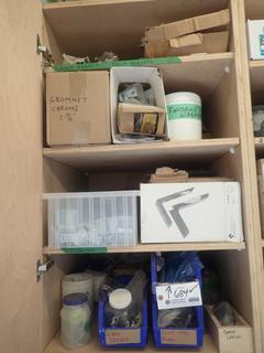 Qty Of Corner Brackets, Shelf Brackets, Gate Latches, Counter Connectors, Staples And Misc Supplies *Note: Cabinet Not Included*
