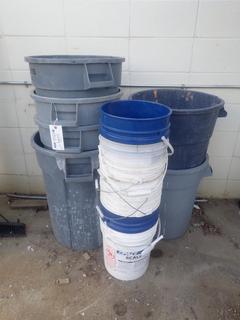 Qty Of Garbage Cans C/w Qty Of Pails