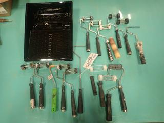 Qty Of Paint Rollers C/w Pan