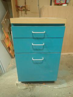 18in X 21in X 27in 3-Drawer Storage Cabinet C/w Contents *Note: Stains On Top*