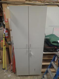 3ft X 2ft X 90in 4-Door Storage Cabinet C/w Contents *Note: Buyer Responsible For Load Out*