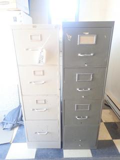 (2) 26 1/2in X 15in X 50 1/2in 4-Drawer Filing Cabinets *Note: (1) Handle Missing On Cabinet*
