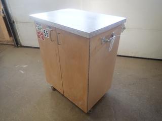 32in X 22in X 41 1/2in Portable Cabinet C/w Hard Hat, First Aid Kit, N95 Masks And Ear Plugs