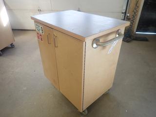 32 1/2in X 22in X 36 1/2in Portable Cabinet C/w Hard Hats, Fire Extinguisher, First Aid Kit, Air Horn, Ear Plugs And Assorted Safety Supplies
