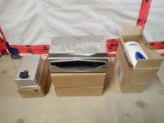 Qty Of (3) Hand Towel Dispenser C/w (1) Soap Container And (2) Soap Dispensers