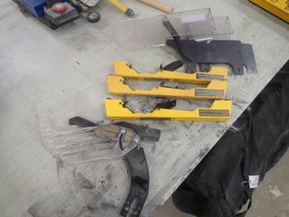 Qty Of Table Saw Guards, C/w (3) Dewalt DW7231 Miter Saw Mounting Brackets