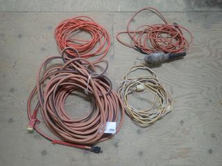 Qty Of Extension Cords C/w (1) Trouble Light