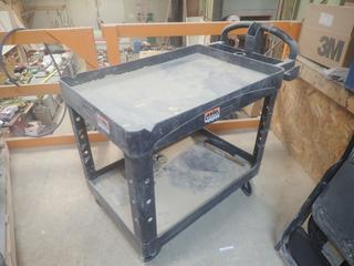 40 3/4in X 24 3/4in X 32 3/4in Rubbermaid Portable 2-Tier Shop Cart