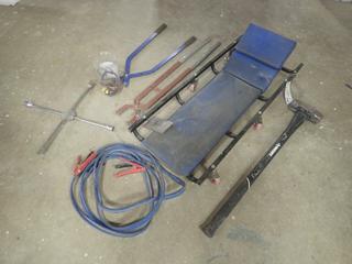 Creeper, Husky Sledge Hammer, Booster Cables, Deck Punch And 4-Way Wheel Wrench