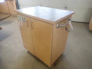 32 1/2in X 22in X 36 1/2in Portable Cabinet C/w Hard Hats, Fire Extinguisher, Caution Tape, Ear Plugs And Assorted Safety Supplies