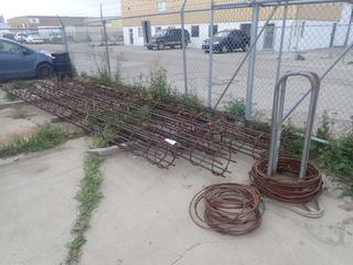 Qty Of (5) 19ft Rebar Supports For Steel Reinforcement Piling Work C/w Custom Made Circular Rebar Rings