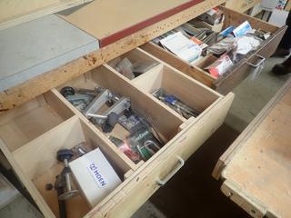 Qty Of Assorted Staples, Finishing Nails, Bits And Misc Supplies