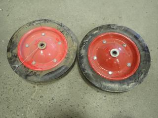(2) Powerfist 13in X 2 1/2in Solid Rubber Wheel Assemblys
