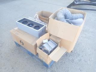 Qty Of Electrical Boxes, Perm Light Class 2 Power Supply, Hose And Fittings, (3) Elate Commercial Recessed Lighting Units And Glass Panels