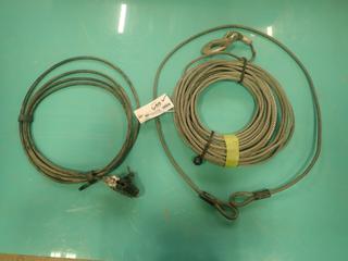 (1) Wire Rope Lifting Sling C/w (1) Cable Lock w/ Master Lock And Key And (1) Braided Cable w/ Hook