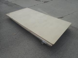 Qty Of (4) Up To 4ft X 8ft Sheets Of Particle Board *Note: Piece Broke On Corner*