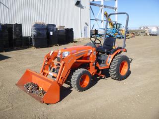 Kubota B2620 HSD Compact Utility Tractor c/w Kubota D1105 Diesel, Showing 681 Hours, PTO, 3 Point Hitch, 23x8.50-12 Front Tires, 12-16.5 NHS Rear Tires w/ Set of Tire Chains, SN 53088