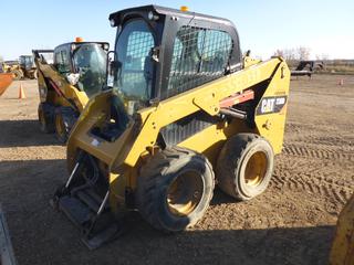 2014 CAT 236D Two Speed Skid Steer c/w Aux Hyd, Showing 6,105 Hours, Ride Control, A/C Cab, 12-16.5 Tires, 2 at 80%, 1 at 10%, 1 Worn Out, SN CAT0236DHSEN00406 *Note: No Bucket, States Crack In Q/A Frame* (PL0177)