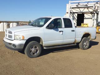 2003 Dodge Ram 2500 4X4 Crew Cab Pick Up c/w 5.7L, A/T, Showing 396,221 Kms, VIN 1D7KU28D93J628871 *Note: Drivers Seat Ripped, Body Rusted* (PL0065)