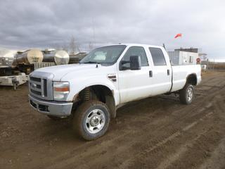 2010 Ford F-350 XLT Super Duty 4X4 Crew Cab Pick Up c/w 6.4L V8 Power Stroke, Diesel, A/T, A/C, Showing 408,013 Kms, LT265/70R18 Tires at 10%, Manual Hub, Headache Rack, VIN 1FTWW3BR1AEA25564 *Note: Engine Light On, Damage and Rust* 
