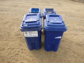 (4) Pristine 60 L Plastic Dust Bin w/ Lid *Note: Damage to (2) Lids, No Wheels *