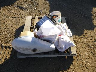 Pallet Containing Yard Light, Misc. Stainless Fittings, Misc Tools Exhaust Fan, Retractable Life Line