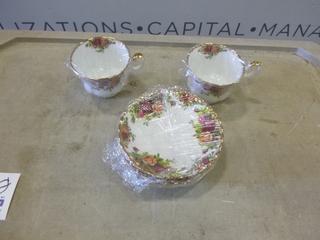 Old Country Rose England Bone China, (2) Tea Cups and (4) Saucer Plates (Upstairs)