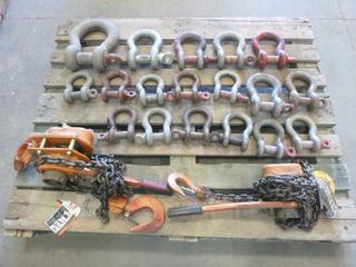 Qty of Shackles, Multi Pull Sizes, 3 Ton Come-A-Long, 1 1/2 Ton Come-A-Long