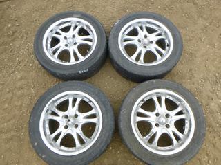 (4) Motormaster 4 Bolt Rims w/ All Season Tires, 205/55R16 *Note: Tires at 0 % Tread*