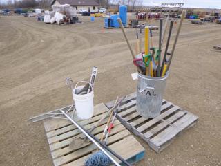Assortment of Shovels and Rakes