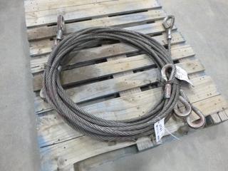 (4) 5 /8 IN. x 20 Ft. Long Steel Cables, Vertical 7800 Lbs, Choke 5800 Lbs Basket 15600 Lbs