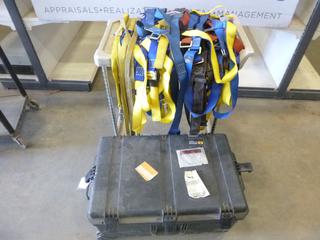 Tote Box On Wheels, 30 In. x 20 In. x 16 In., C/w Qty of Safety Harnesses and Lanyards