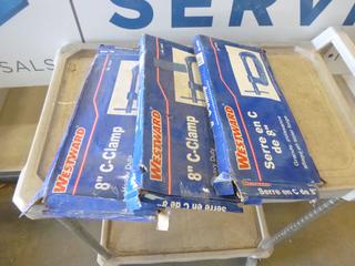 (3) Unused Westward 8 In. "C" Clamps (F-1)
