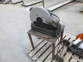 Porter Cable 14 In. Chop Saw Mounted On 18 In. Tall Steel Table (Front of F)