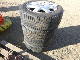 (4)Michelin X-Ice Winter Tires, Size 205/55R16, 5 On 114mm Bolt Pattern, Mounted on Acura Rims (C-2)